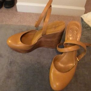 Wooden Tory Burch Wrap Wedge